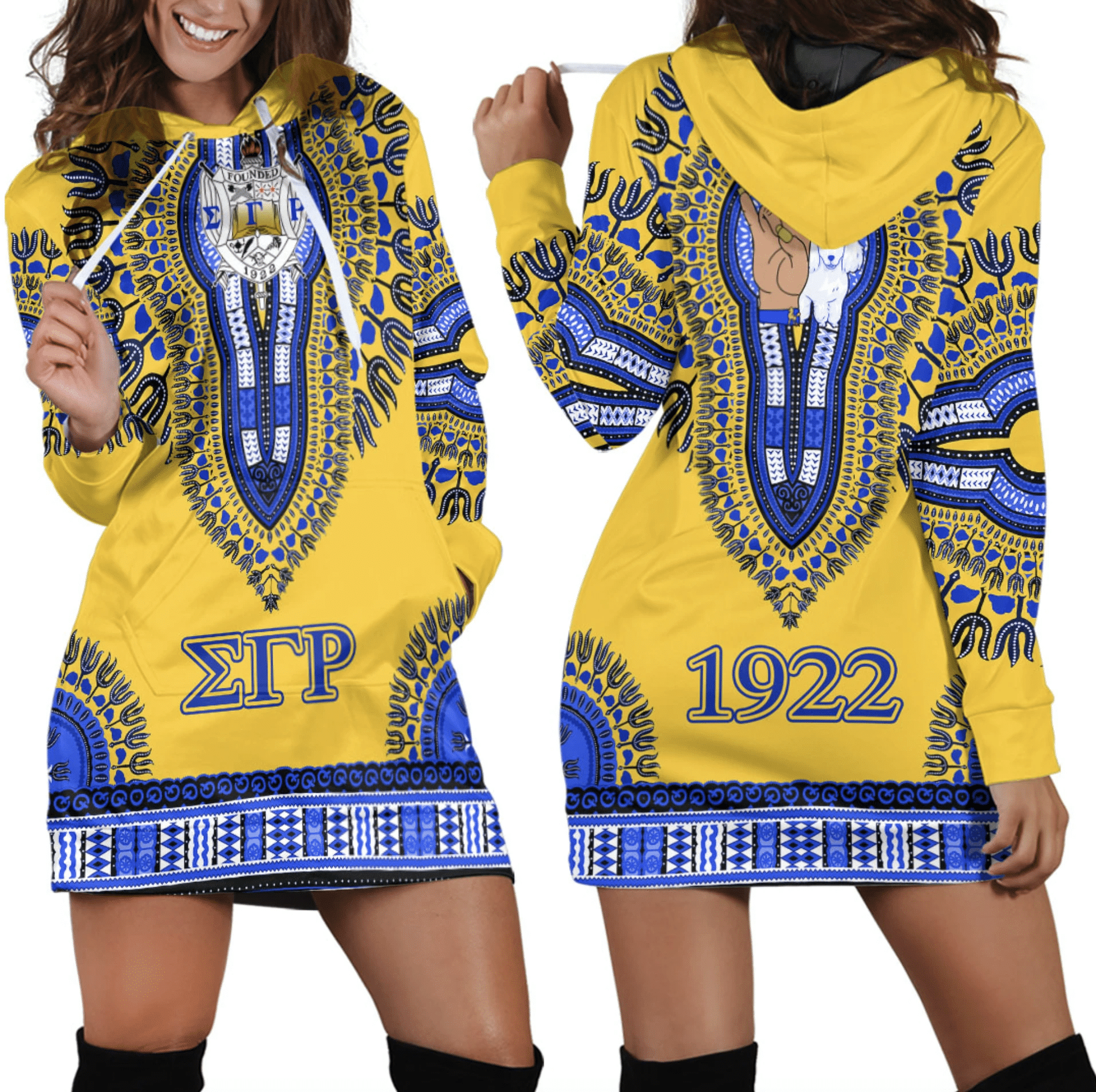 Sorority Dress - Sigma Gamma Rho Dashiki Ver2 Hoodie Dress