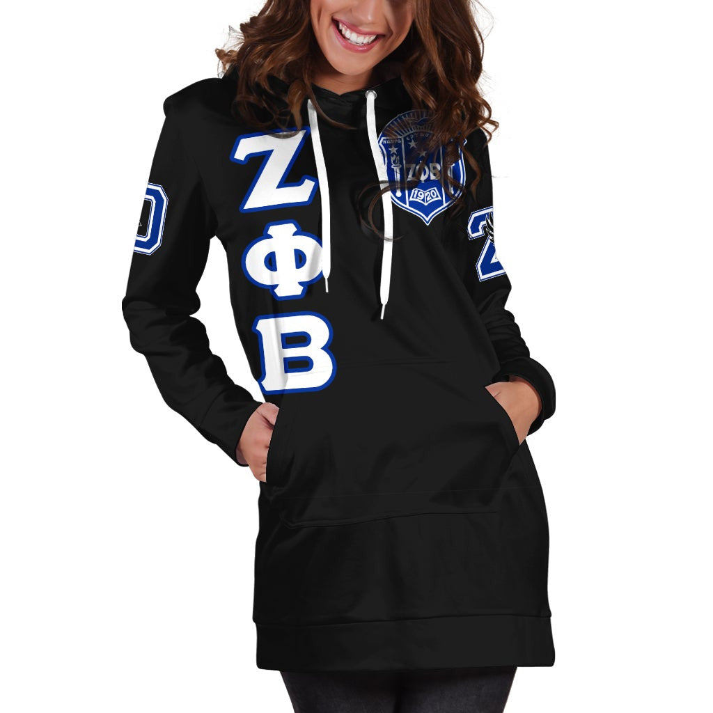 Sorority Dress - Zeta Phi Beta Letters Hoodie Dress