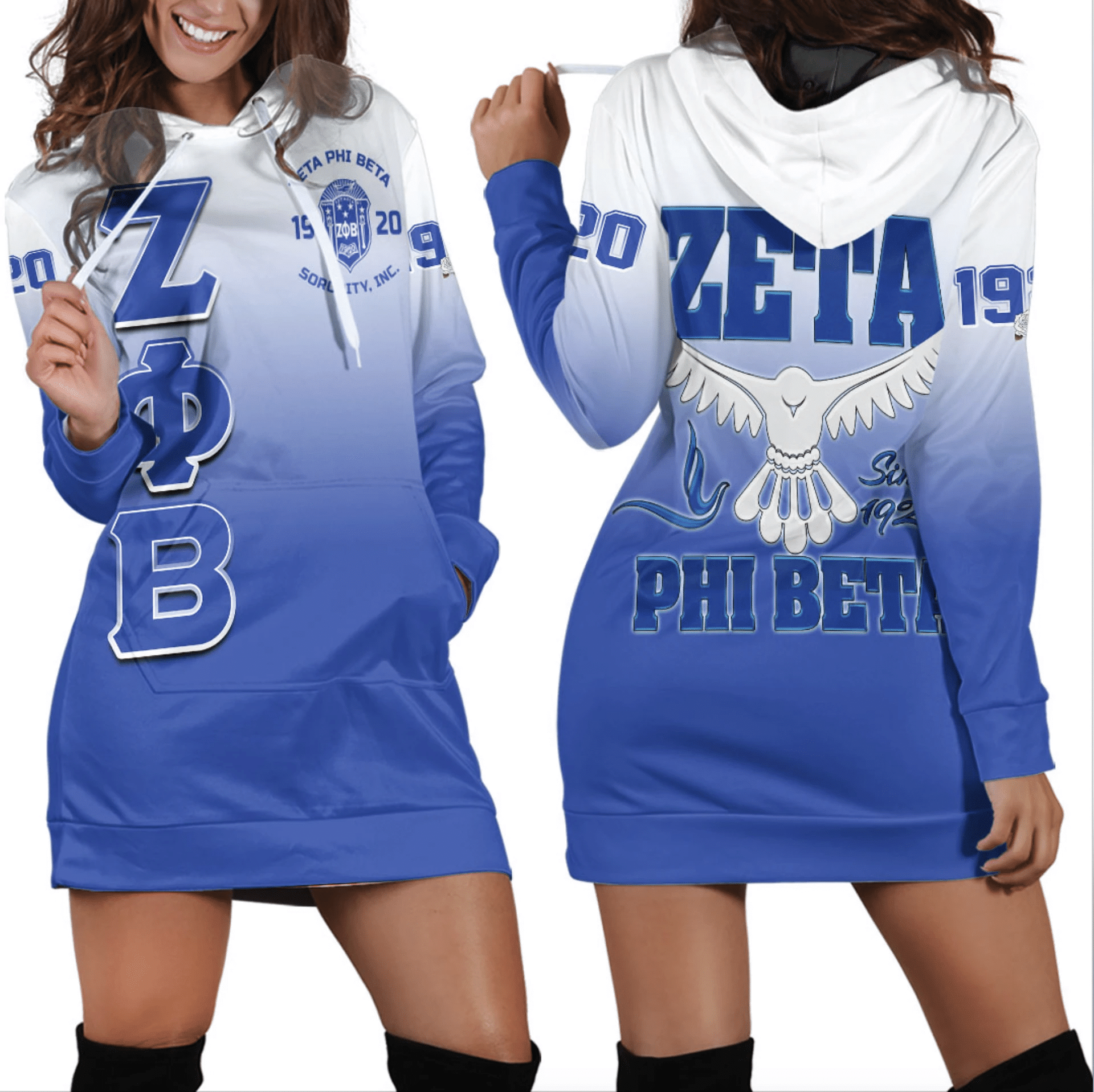 Sorority Dress - Zeta Phi Beta Gradient Hoodie Dress