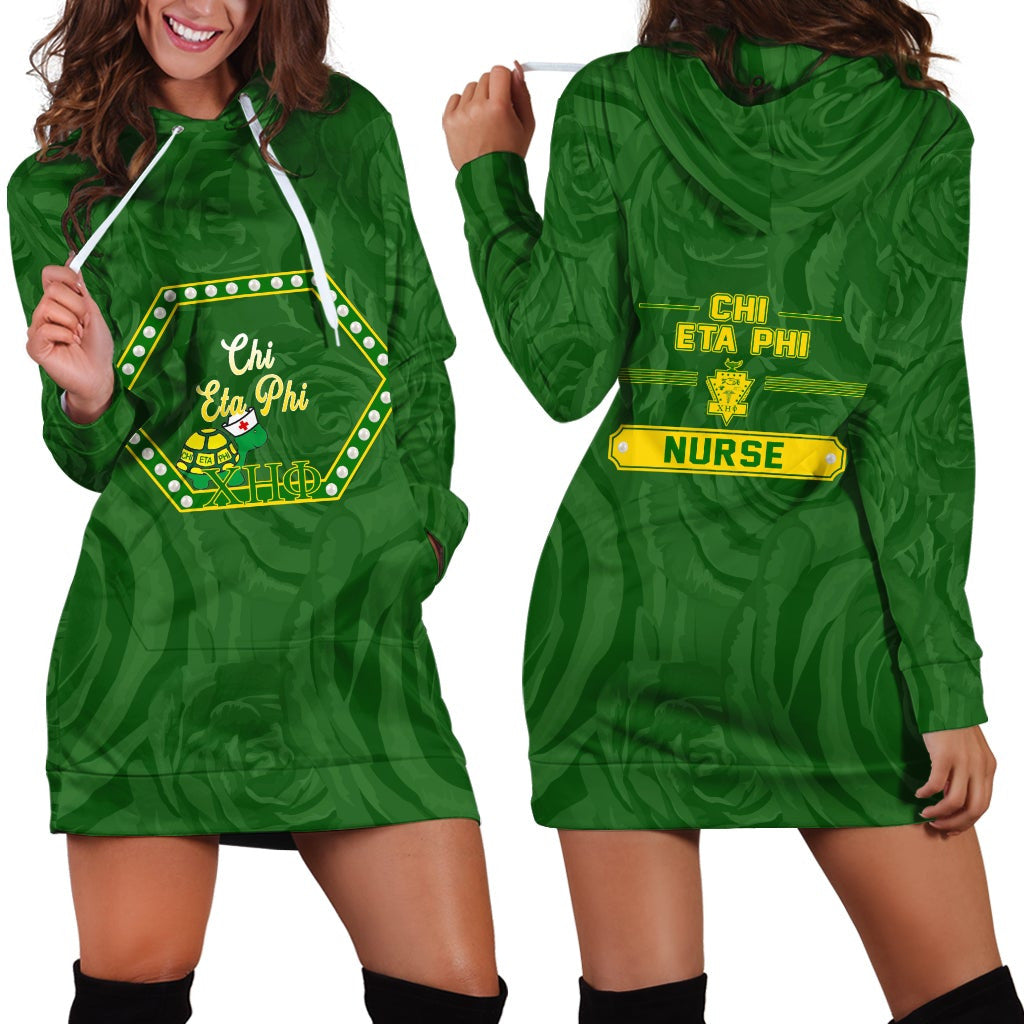 Sorority Dress - Chi Eta Phi Rose Peals Hoodie Dress
