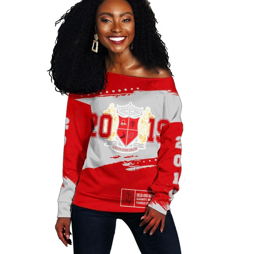 Sorority Sweatshirt - Delta Iota Delta University Women Off Shoulder