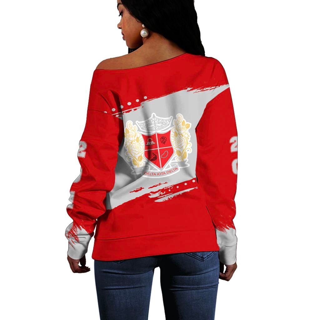 Sorority Sweatshirt - Delta Iota Delta University Women Off Shoulder