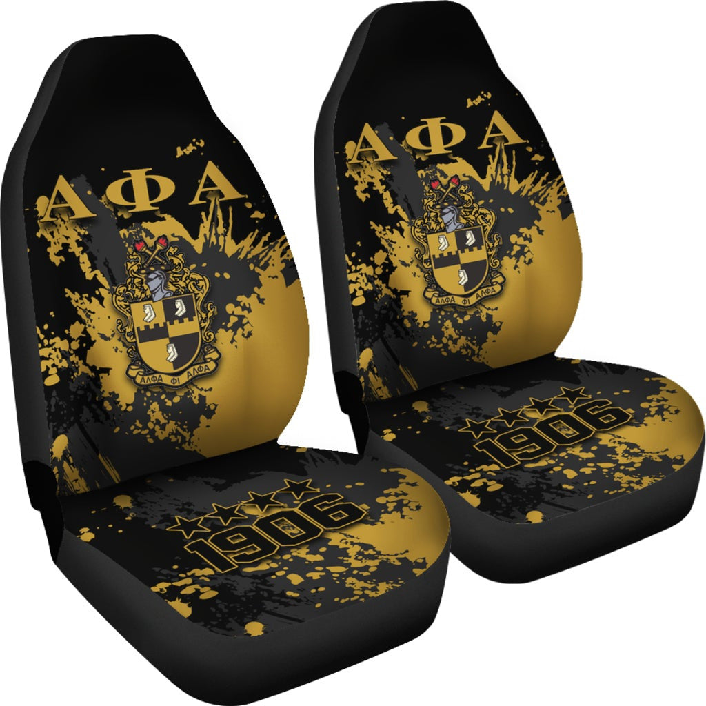 Fraternity Car Seat Cover - Alpha Phi Alpha Car Seat Cover Spaint Style (Set of 2) Ver.2
