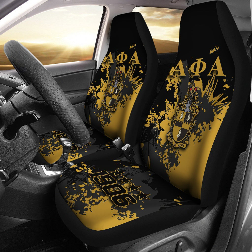 Fraternity Car Seat Cover - Alpha Phi Alpha Car Seat Cover Spaint Style (Set of 2) Ver.2