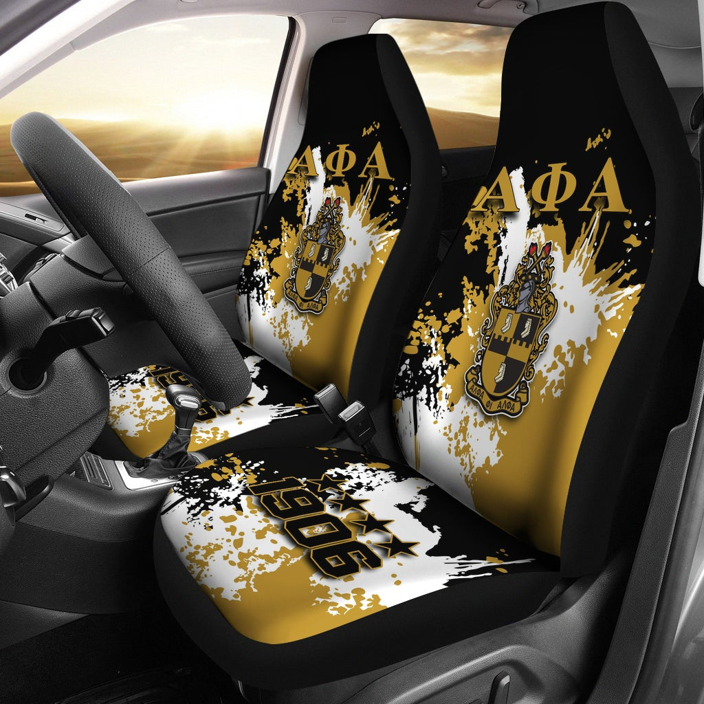 Fraternity Car Seat Cover - Alpha Phi Alpha Car Seat Cover Spaint Style (Set of 2)