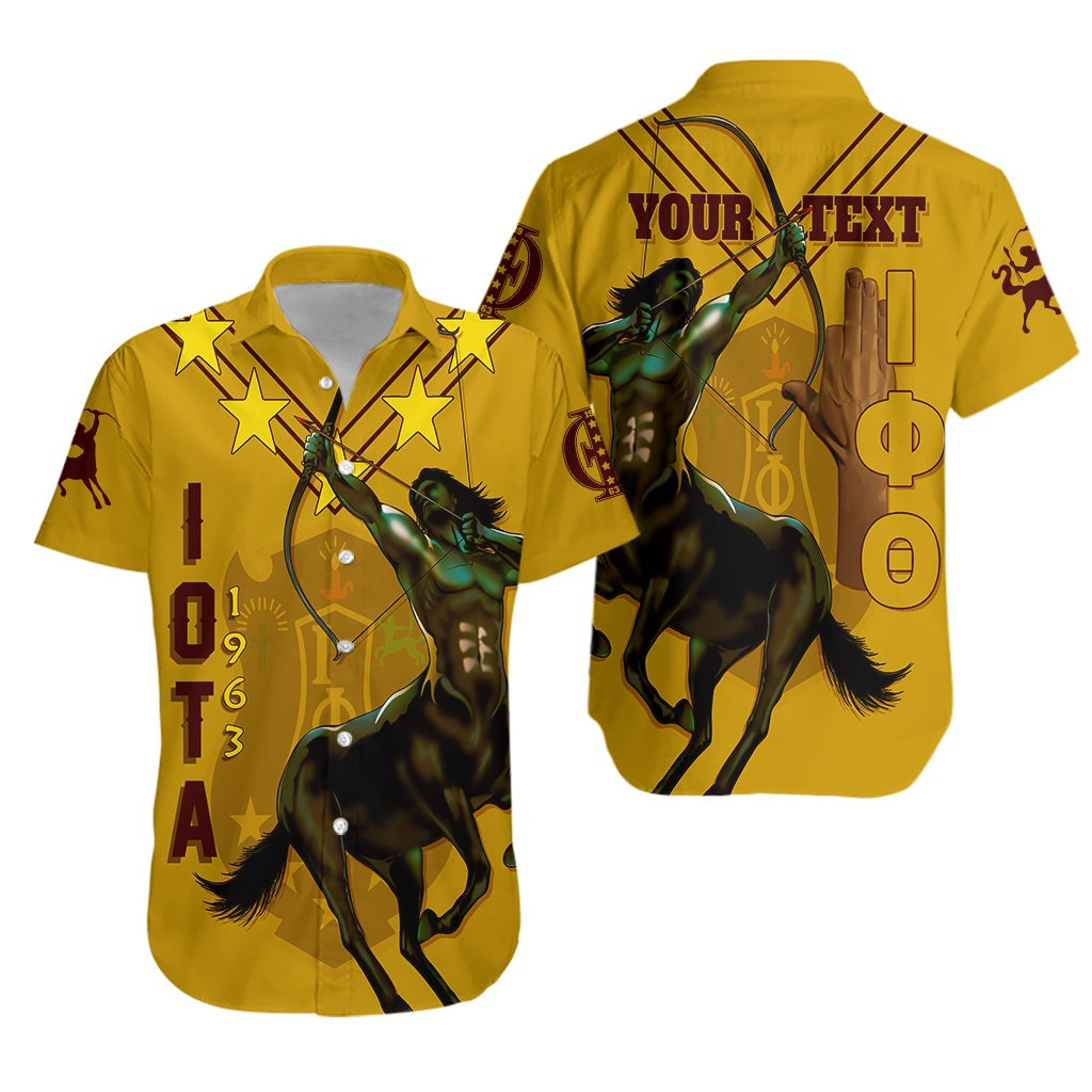 Fraternity Shirt - Personalized Iota Phi Theta Short Sleeve Shirt Mighty Gilded Gold Centaur
