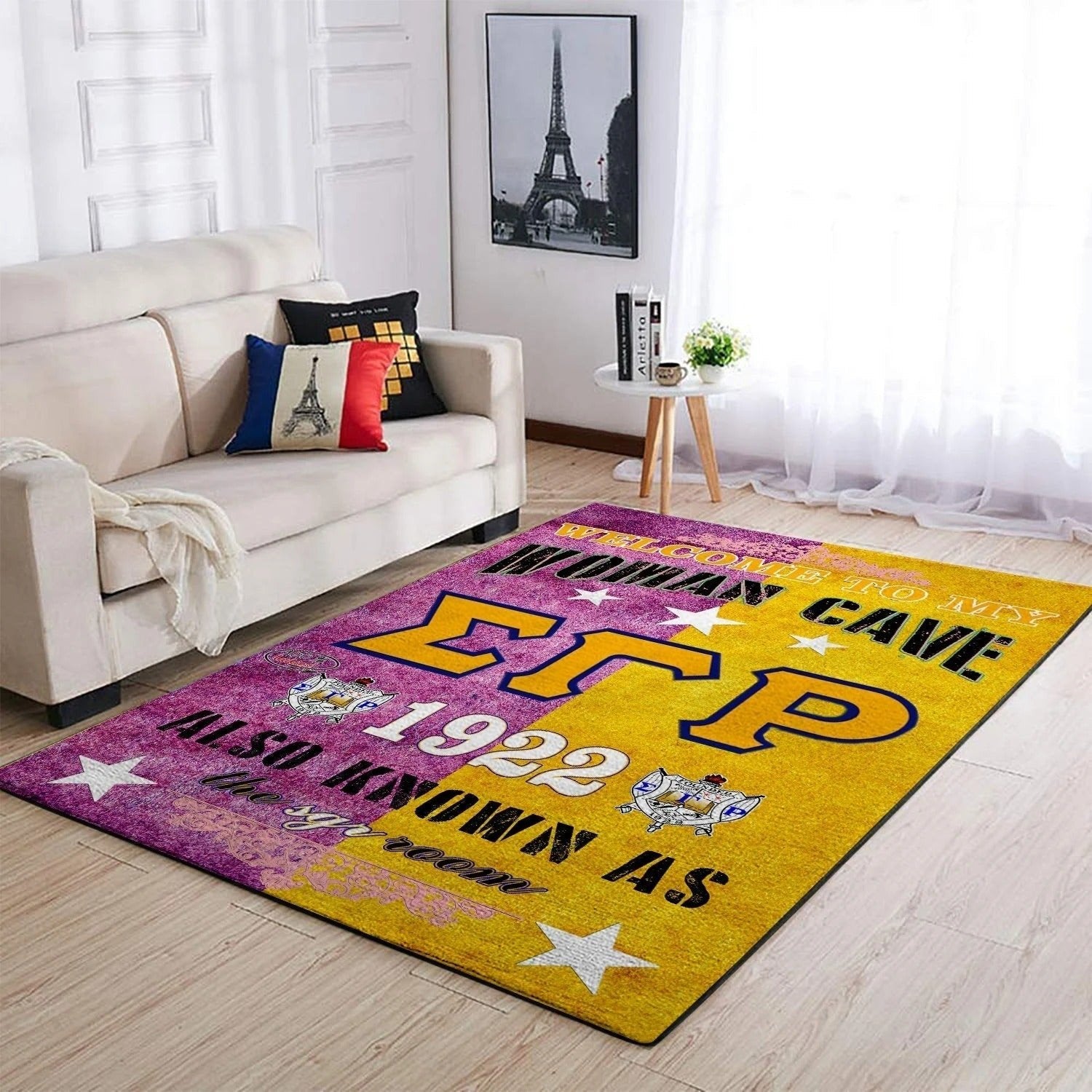 Sorority Area Rug - Welcome To Woman Cave Sigma Gamma Rho