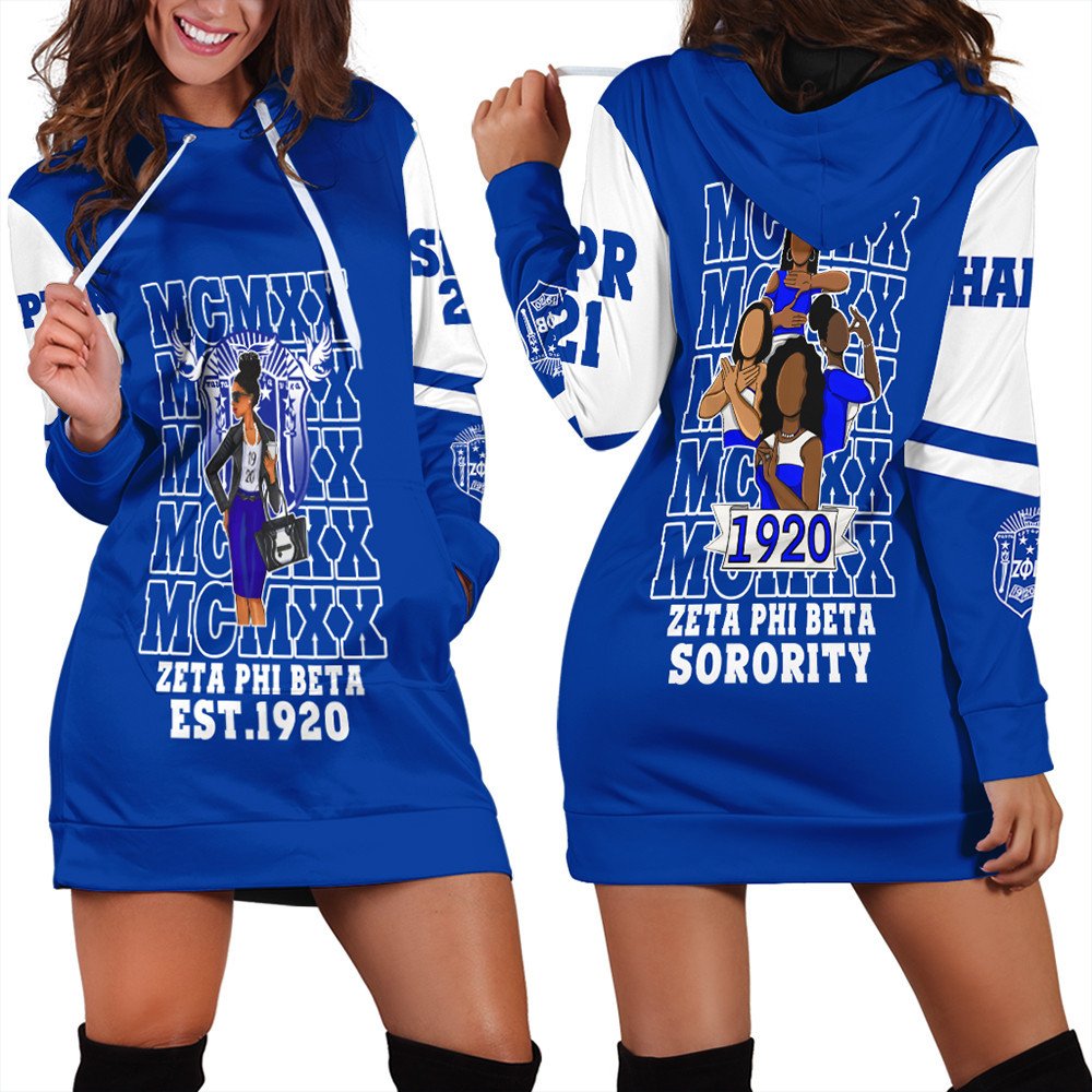 Sorority Dress - Personalized Zeta Phi Beta MCM Style Hoodie Dress