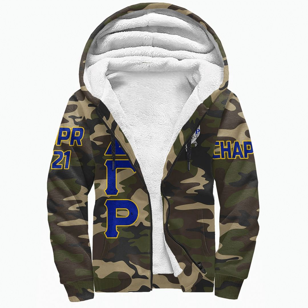 Sorority Hoodie - Personalized Sigma Gamma Rho Camouflage Sherpa Hoodie