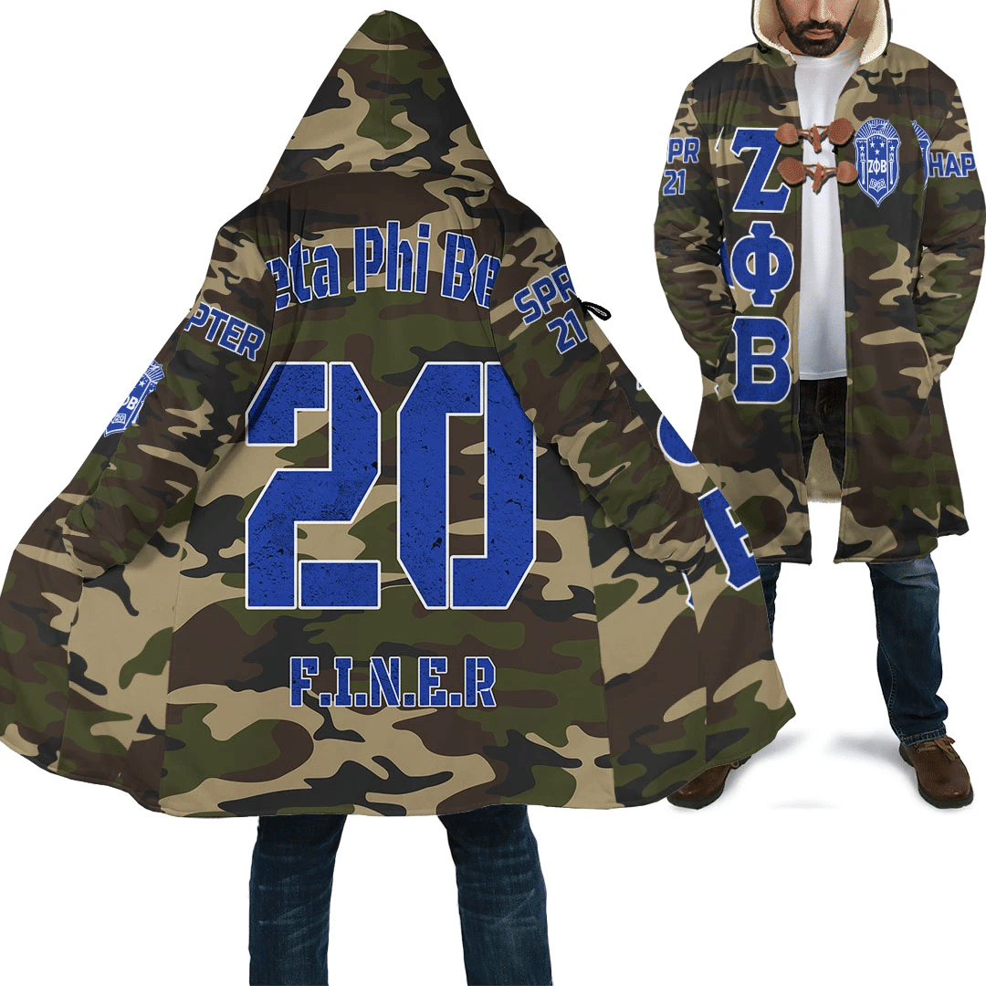 Sorority Hooded Coat - Personalized Zeta Phi Beta Camouflage Hooded Coat