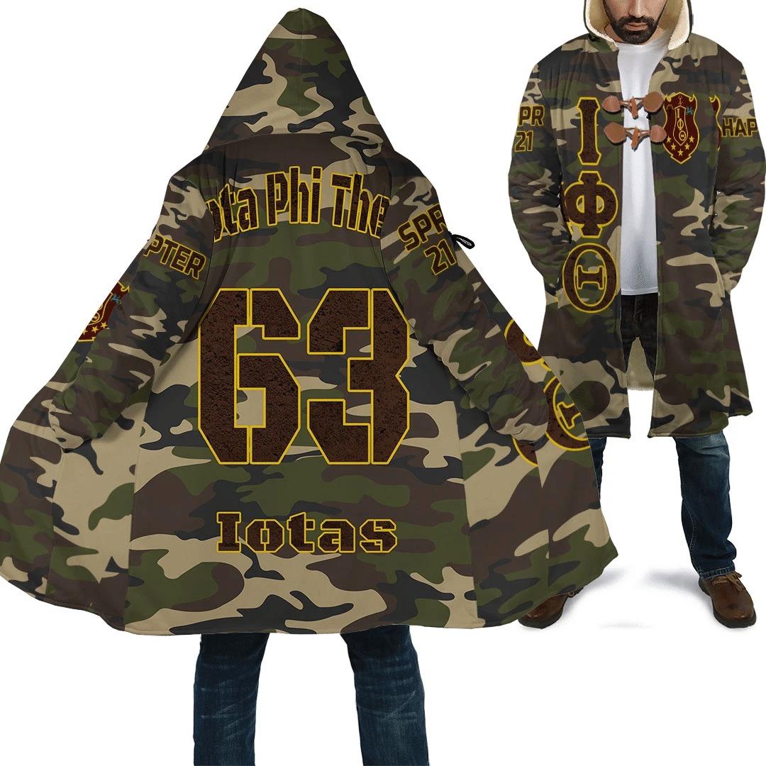 Fraternity Hooded Coat - Personalized Iota Phi Theta Camouflage Hooded Coat