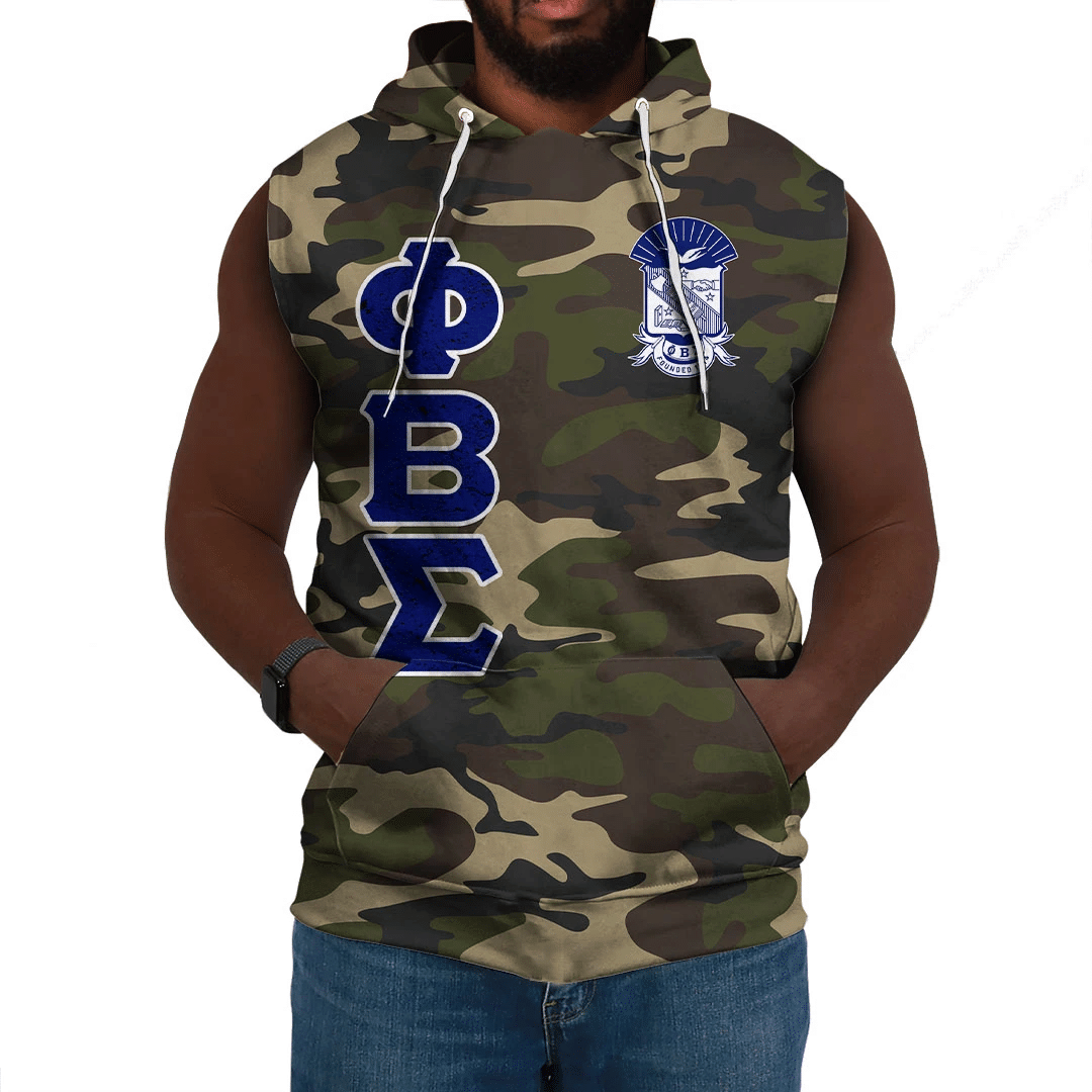 Fraternity Hoodie - Personalized Phi Beta Sigma Camouflage Sleeveless Hoodie