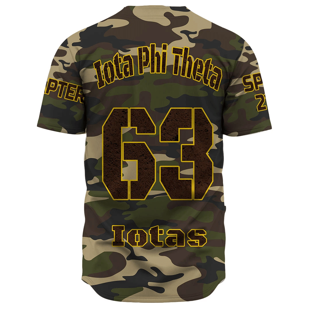 Fraternity Baseball Jersey - Personalized Iota Phi Theta Camouflage Baseball Jersey