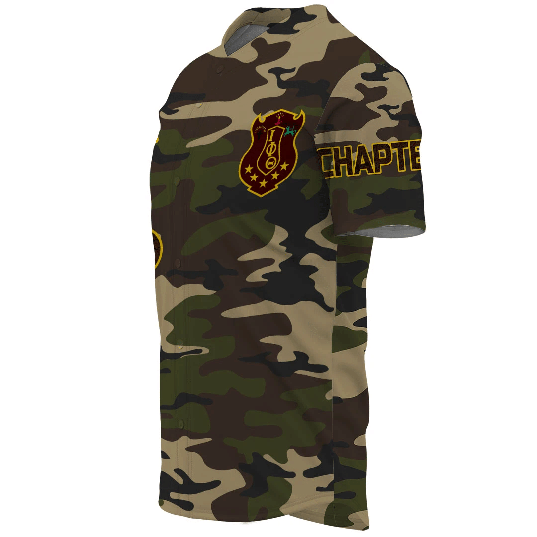 Fraternity Baseball Jersey - Personalized Iota Phi Theta Camouflage Baseball Jersey