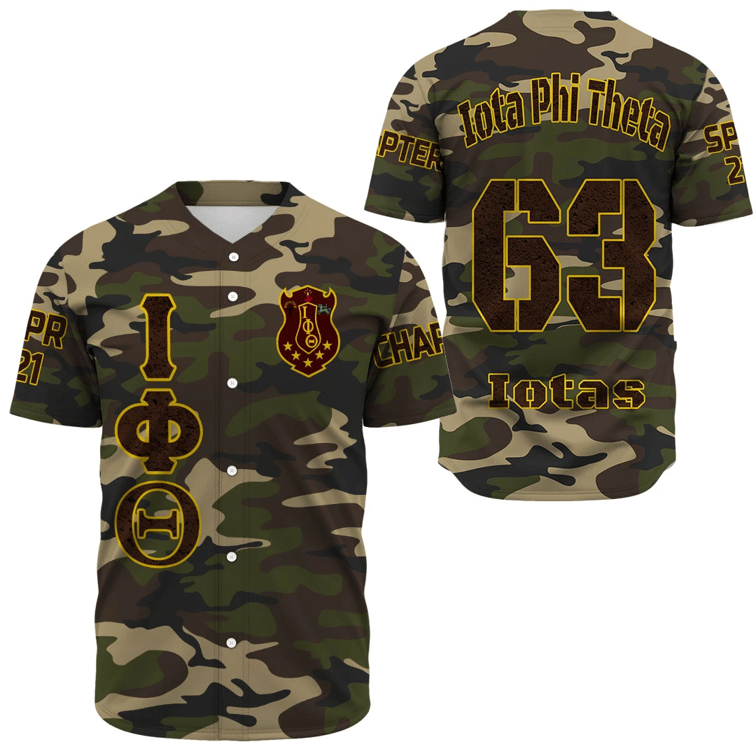 Fraternity Baseball Jersey - Personalized Iota Phi Theta Camouflage Baseball Jersey