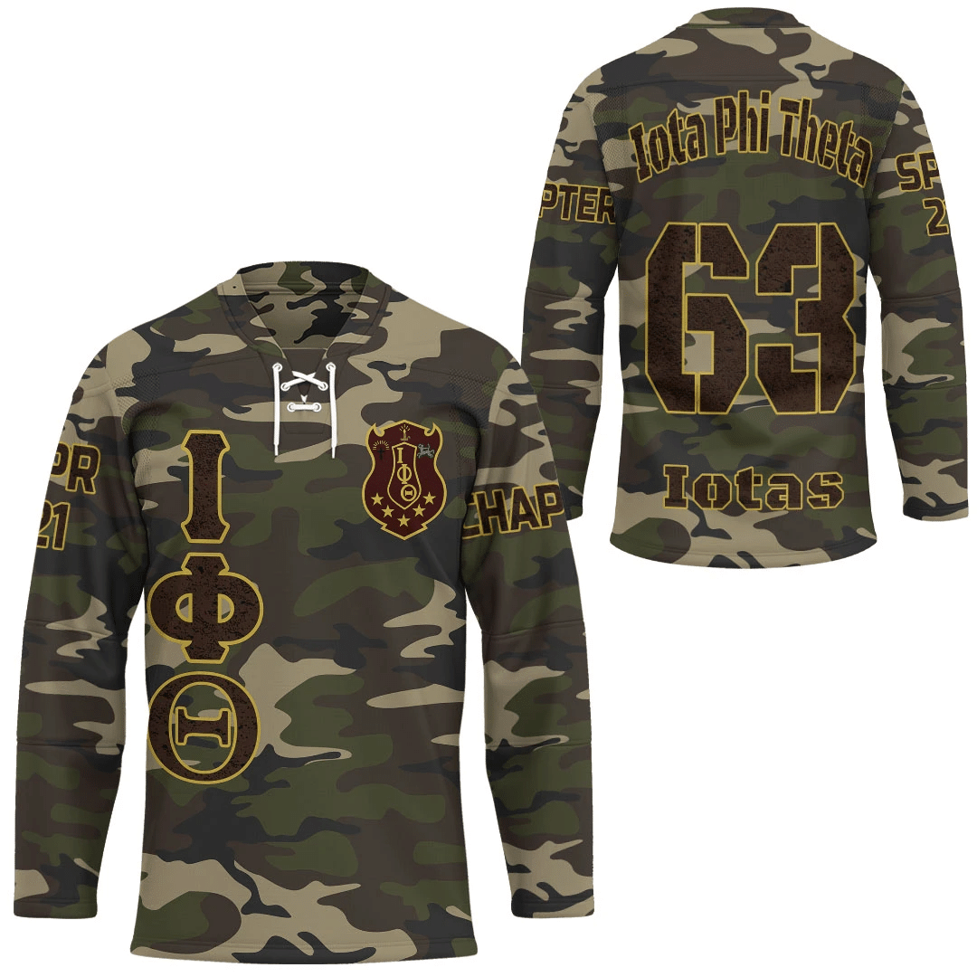 Fraternity Hockey Jersey - Personalized Iota Phi Theta Camouflage Hockey Jersey