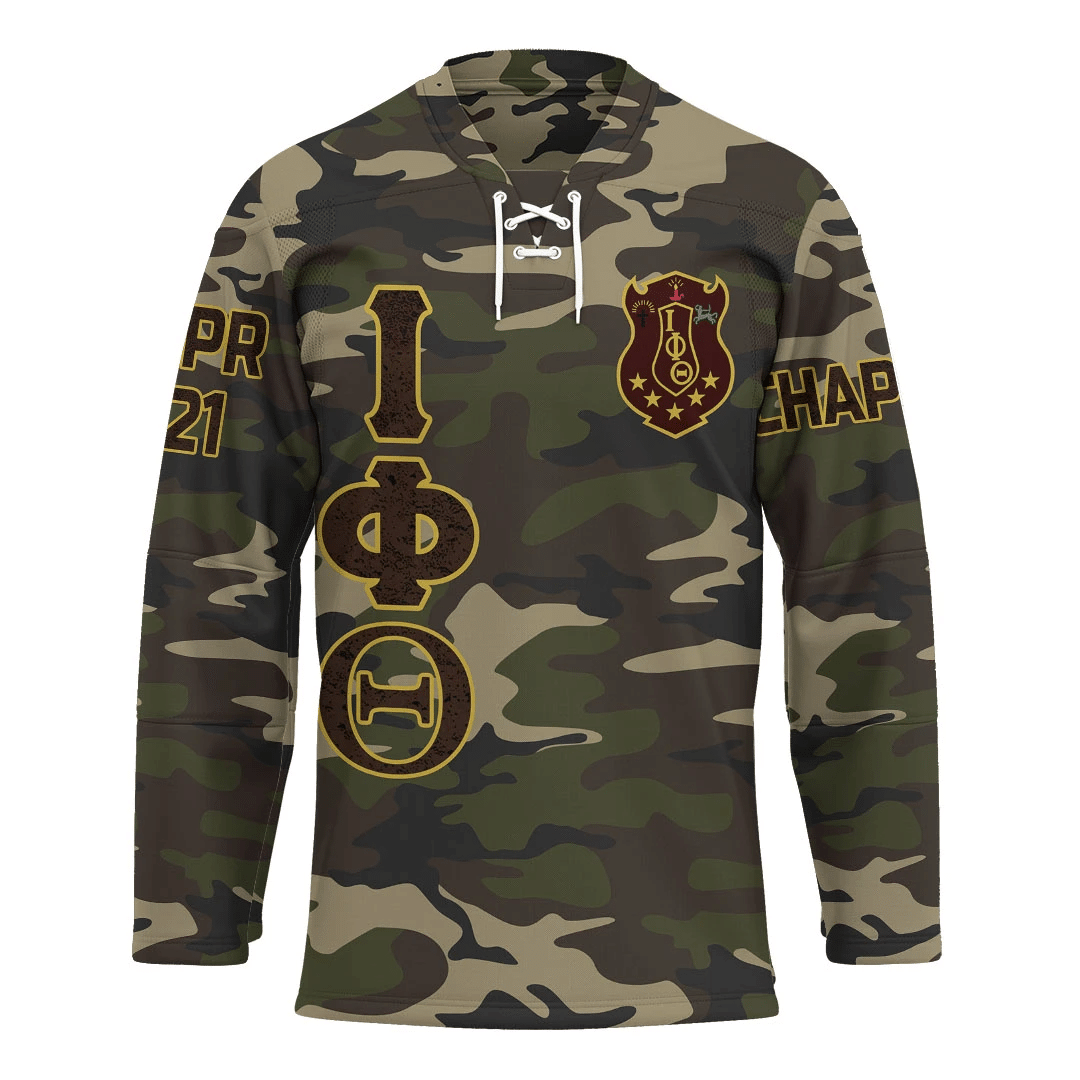 Fraternity Hockey Jersey - Personalized Iota Phi Theta Camouflage Hockey Jersey