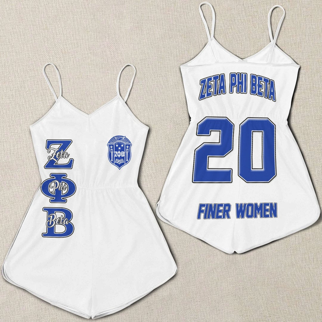 Sorority Romper - Personalized Zeta Phi Beta White Women Romper