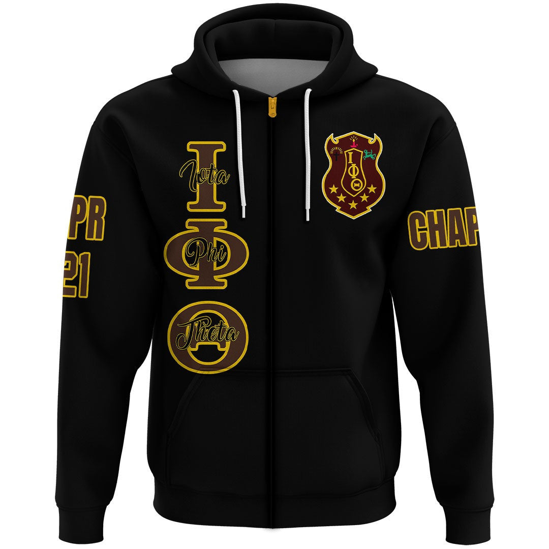 Fraternity Hoodie - Personalized Iota Phi Theta Black Zip Hoodie