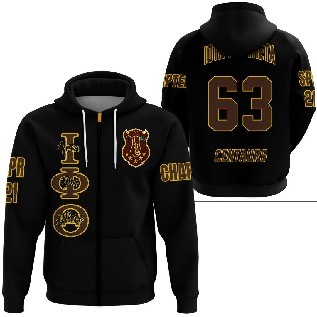 Fraternity Hoodie - Personalized Iota Phi Theta Black Zip Hoodie
