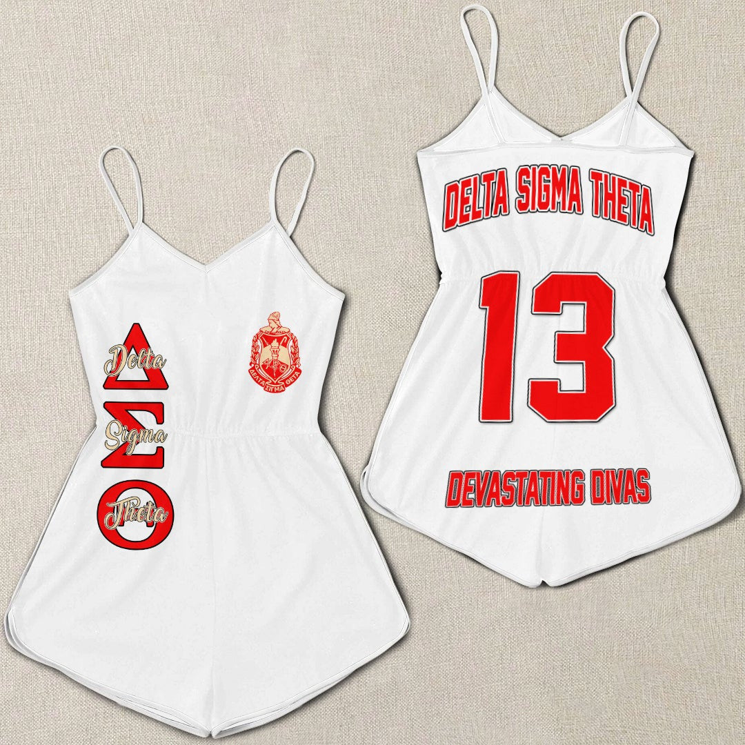 Sorority Romper - Personalized Delta Sigma Theta White Women Romper