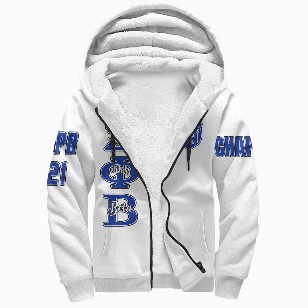 Sorority Hoodie - Personalized Zeta Phi Beta White Sherpa Hoodie