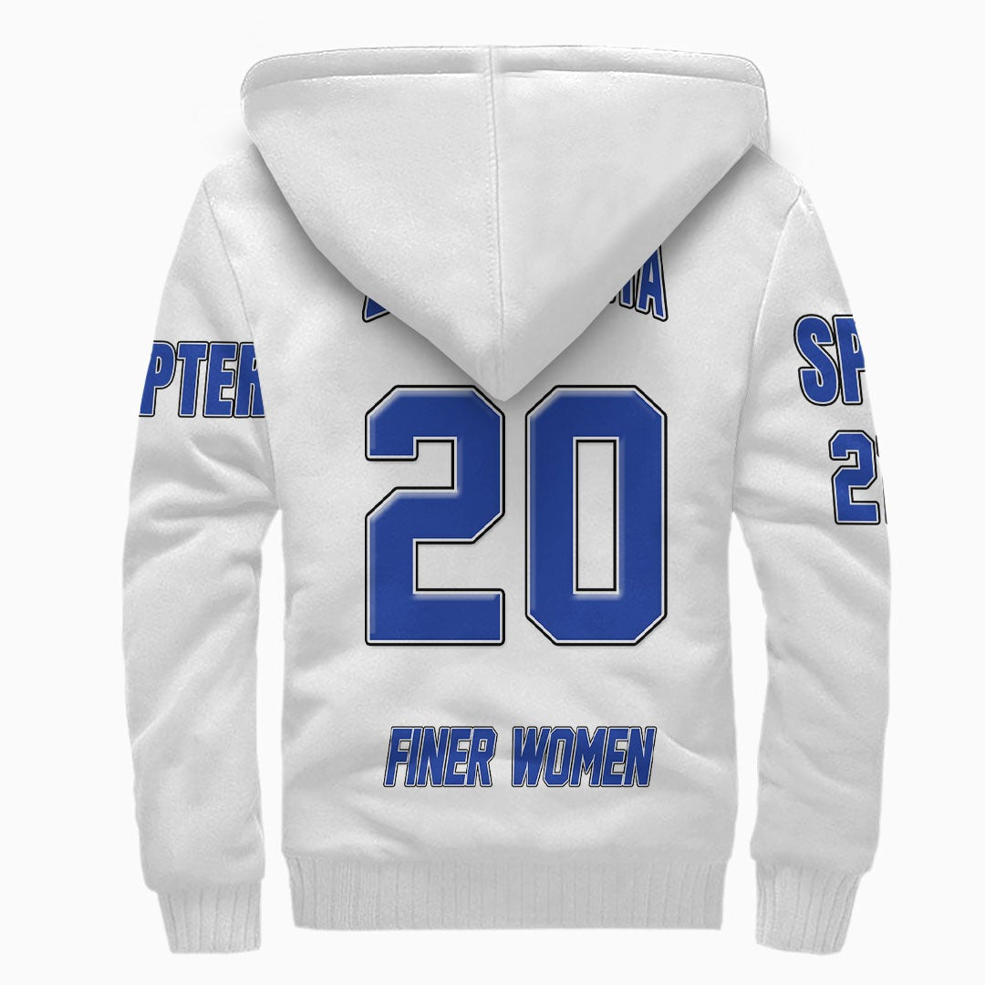 Sorority Hoodie - Personalized Zeta Phi Beta White Sherpa Hoodie