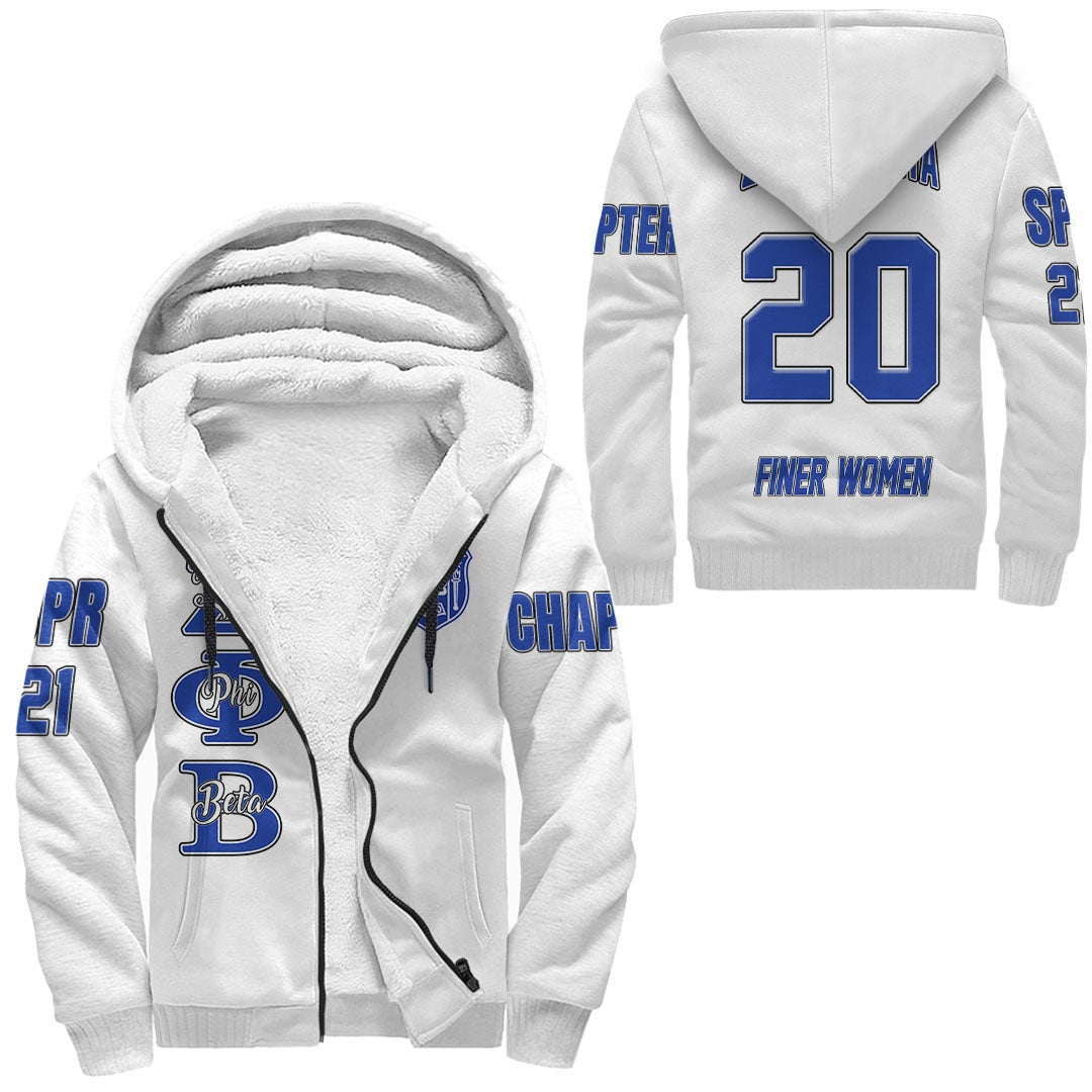 Sorority Hoodie - Personalized Zeta Phi Beta White Sherpa Hoodie