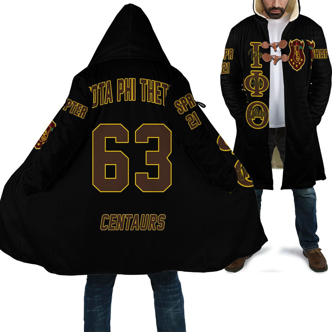 Fraternity Hooded Coat - Personalized Iota Phi Theta Black Hooded Coat