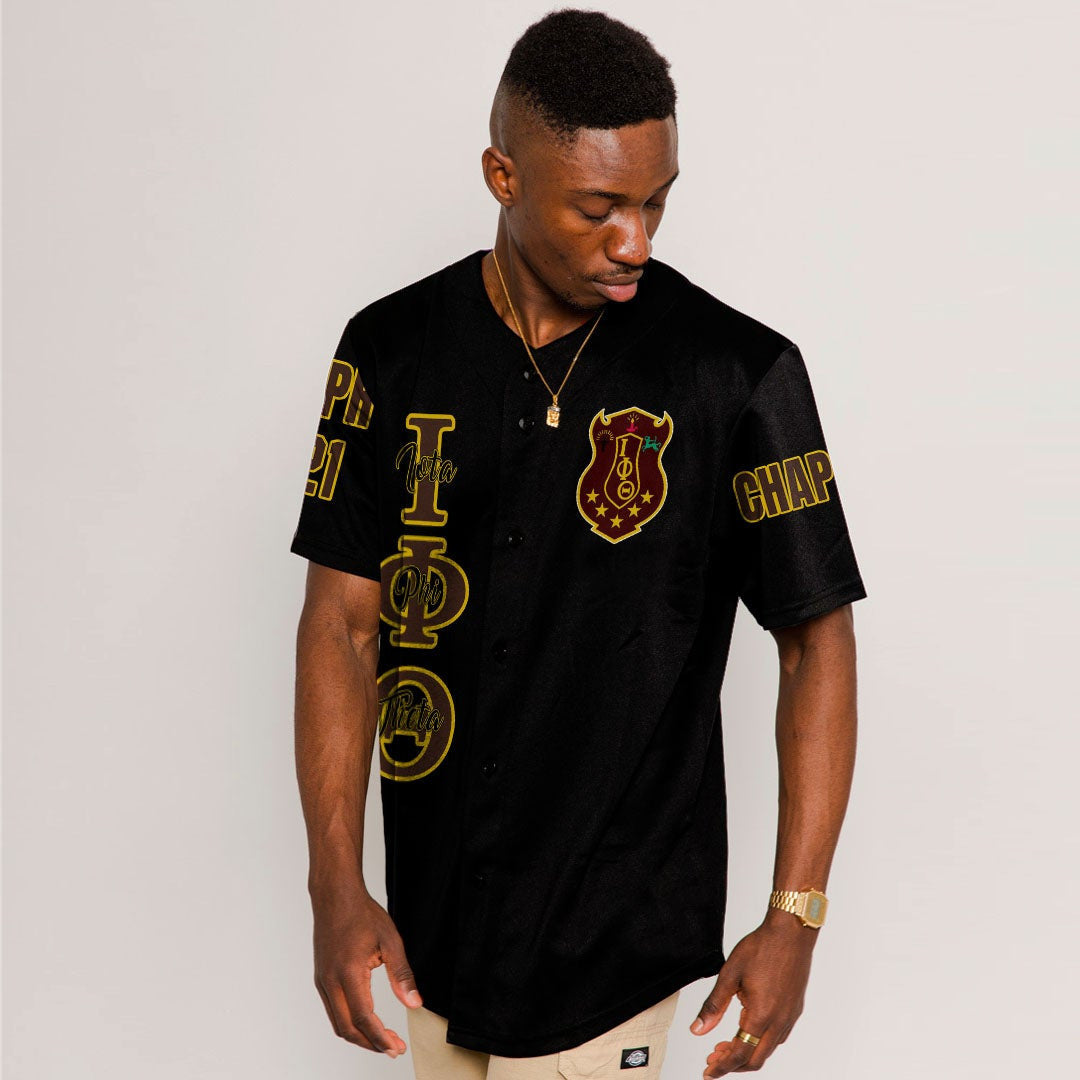 Fraternity Baseball Jersey - Personalized Iota Phi Theta Black Baseball Jersey