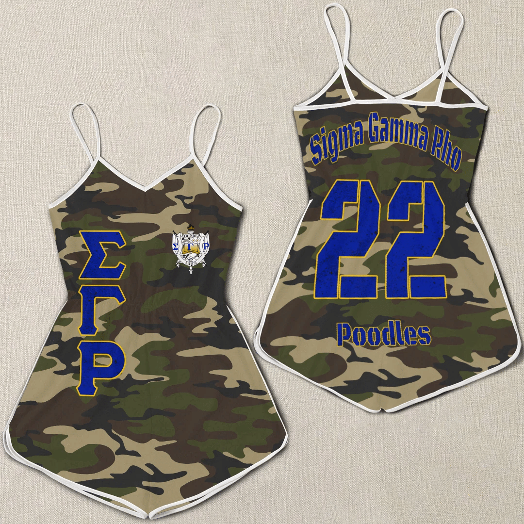 Sorority Romper - Personalized Sigma Gamma Rho Camouflage Women Romper