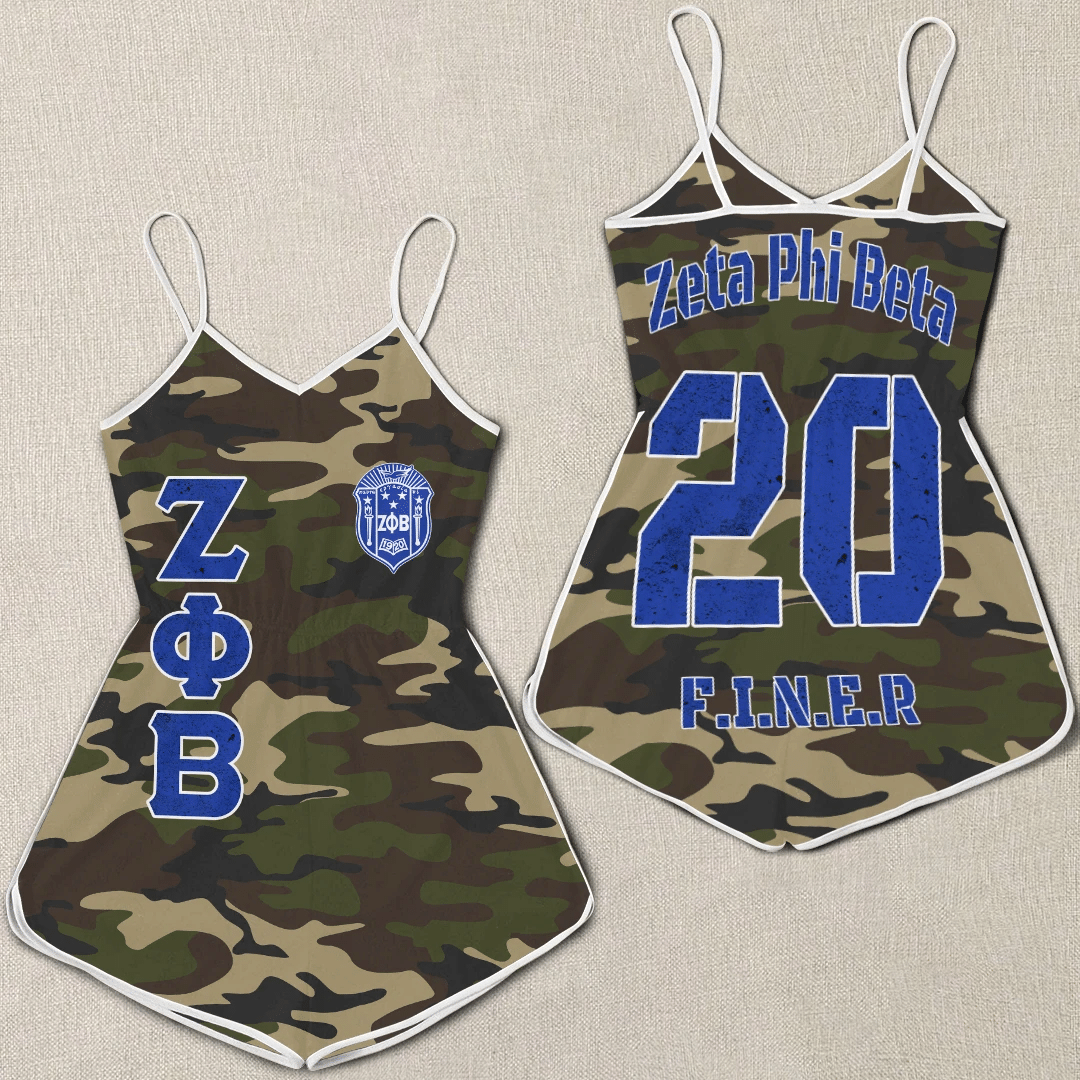 Sorority Romper - Personalized Zeta Phi Beta Camouflage Women Romper