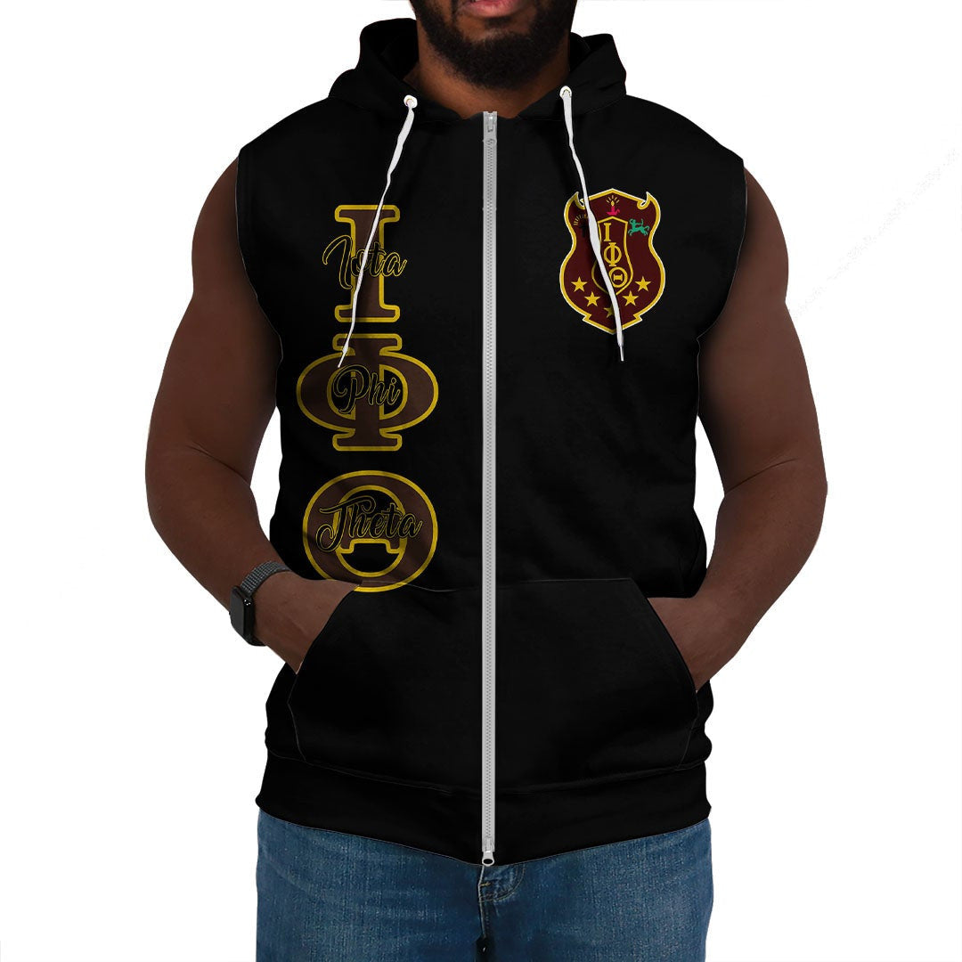 Fraternity Hoodie - Personalized Iota Phi Theta Black Sleeveless Hoodie