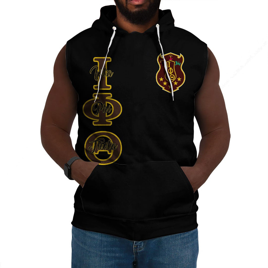 Fraternity Hoodie - Personalized Iota Phi Theta Black Sleeveless Hoodie