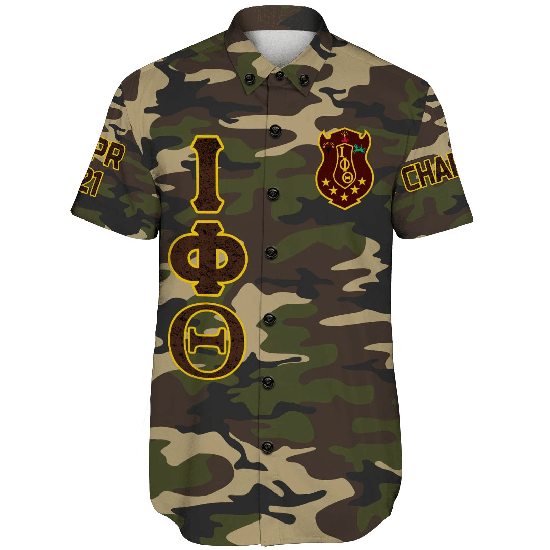 Fraternity Shirt - Personalized Iota Phi Theta Camouflage Short Sleeve Shirt