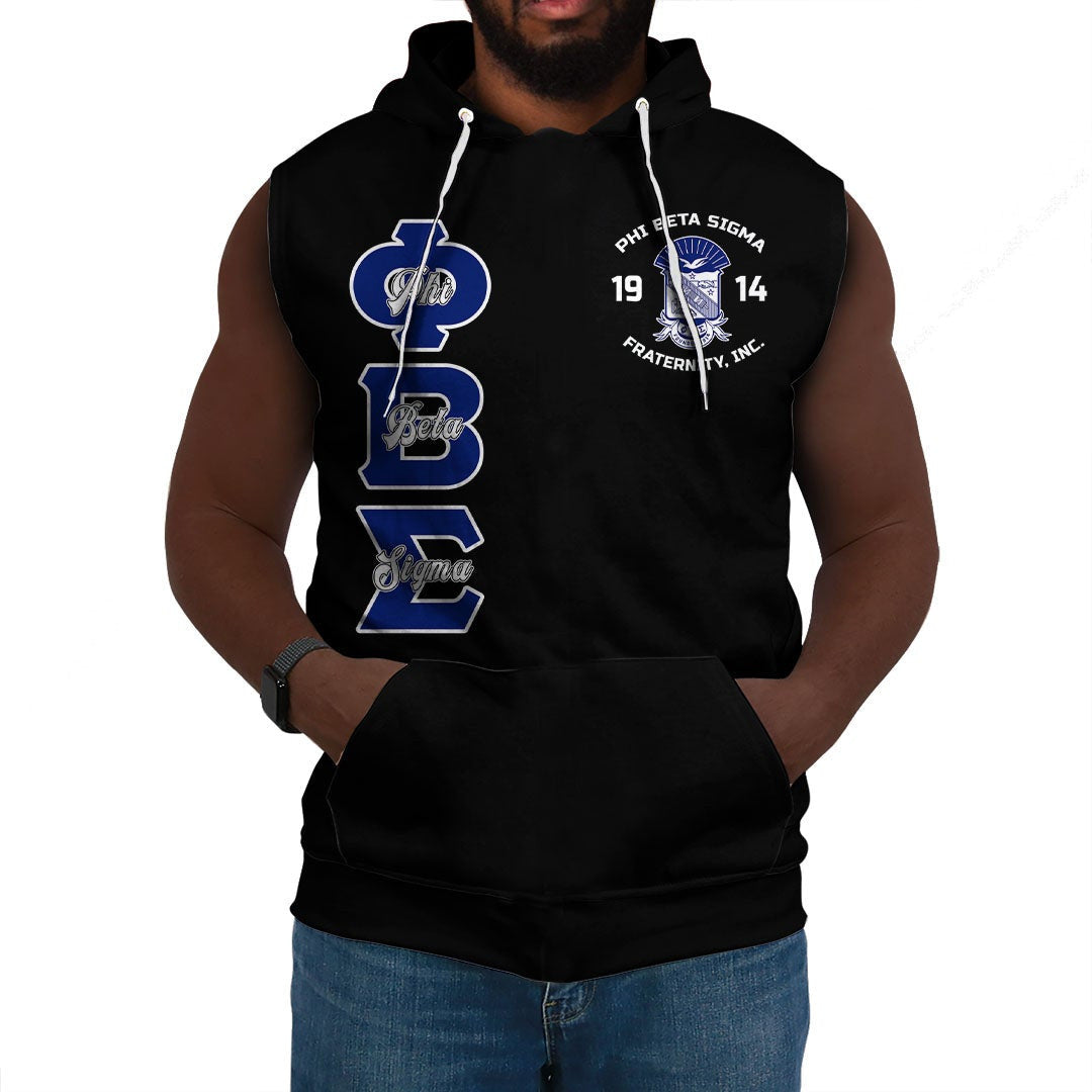 Fraternity Hoodie - Personalized Phi Beta Sigma Bleed Blue Sleeveless Hoodie
