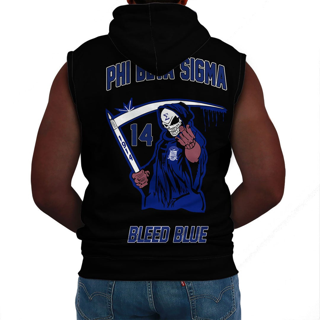 Fraternity Hoodie - Personalized Phi Beta Sigma Bleed Blue Sleeveless Hoodie
