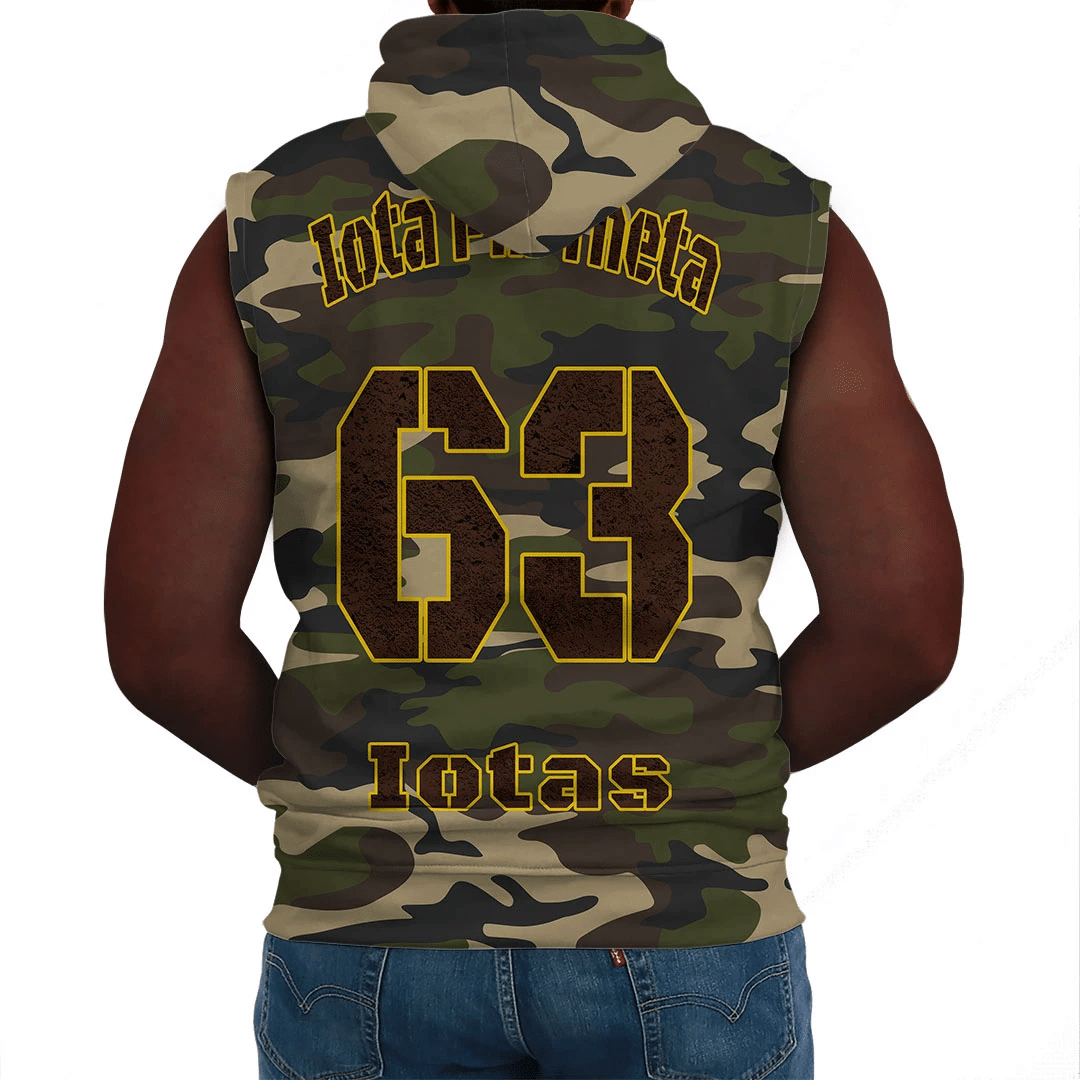 Fraternity Hoodie - Personalized Iota Phi Theta Camouflage Sleeveless Hoodie