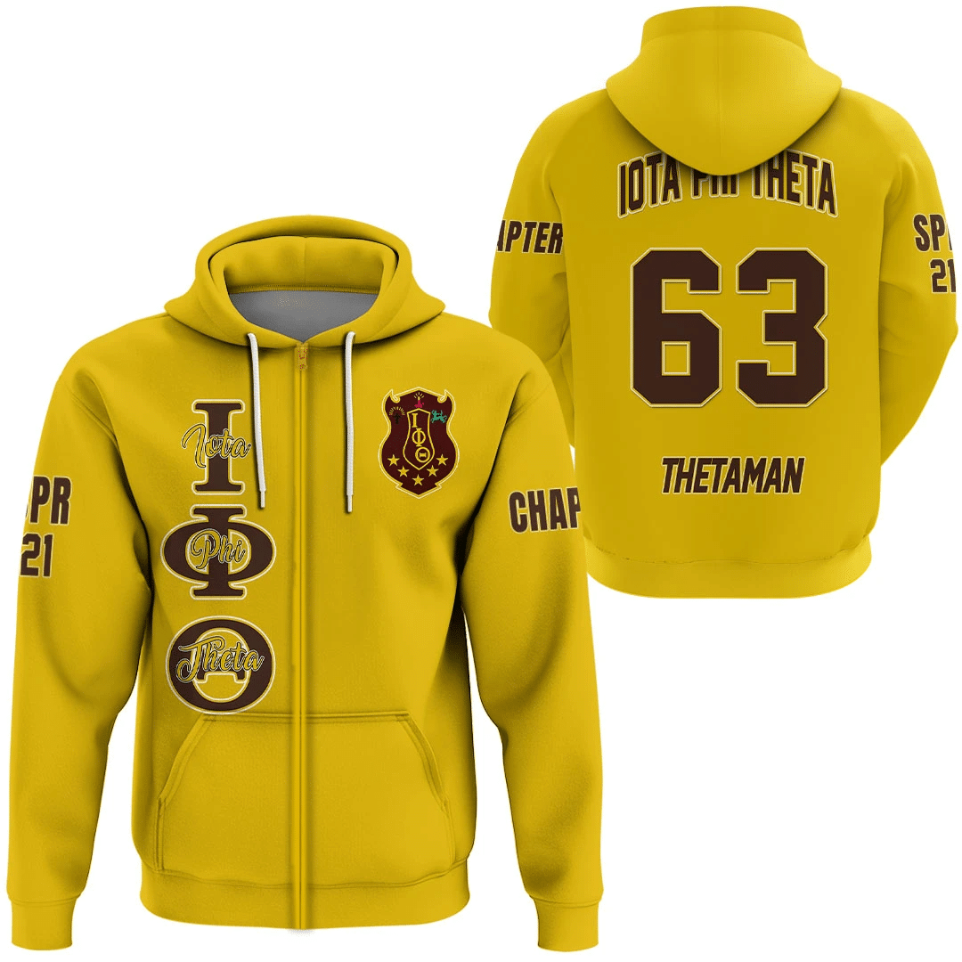 Fraternity Hoodie - Personalized Iota Phi Theta Gold Zip Hoodie