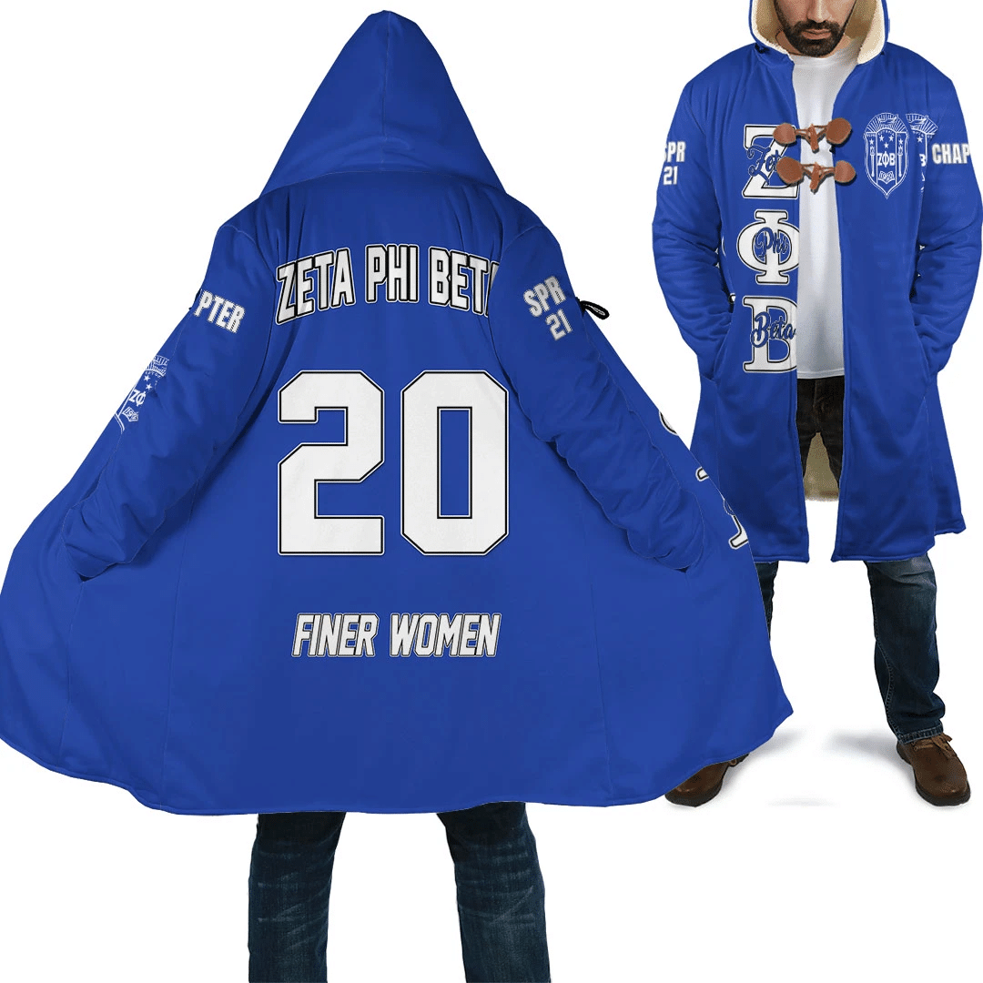 Sorority Hooded Coat - Personalized Zeta Phi Beta Blue Hooded Coat