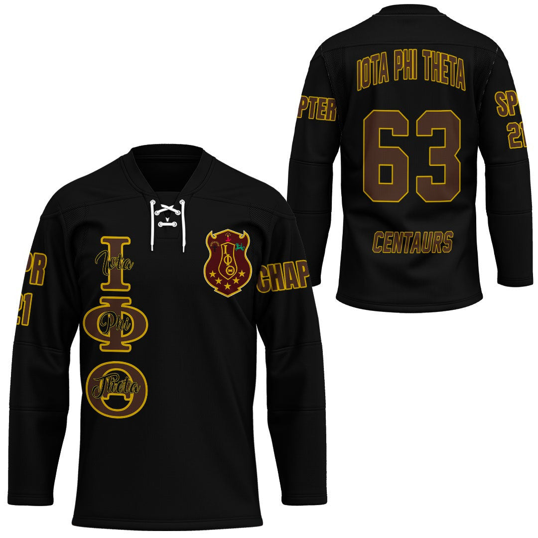 Fraternity Hockey Jersey - Personalized Iota Phi Theta Black Hockey Jersey