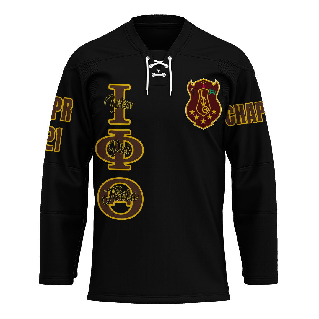 Fraternity Hockey Jersey - Personalized Iota Phi Theta Black Hockey Jersey