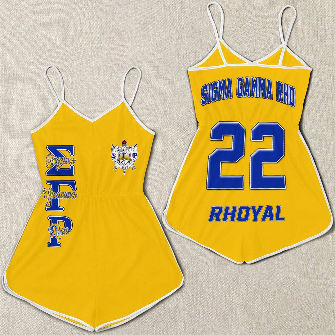 Sorority Romper - Personalized Sigma Gamma Rho Gold Women Romper