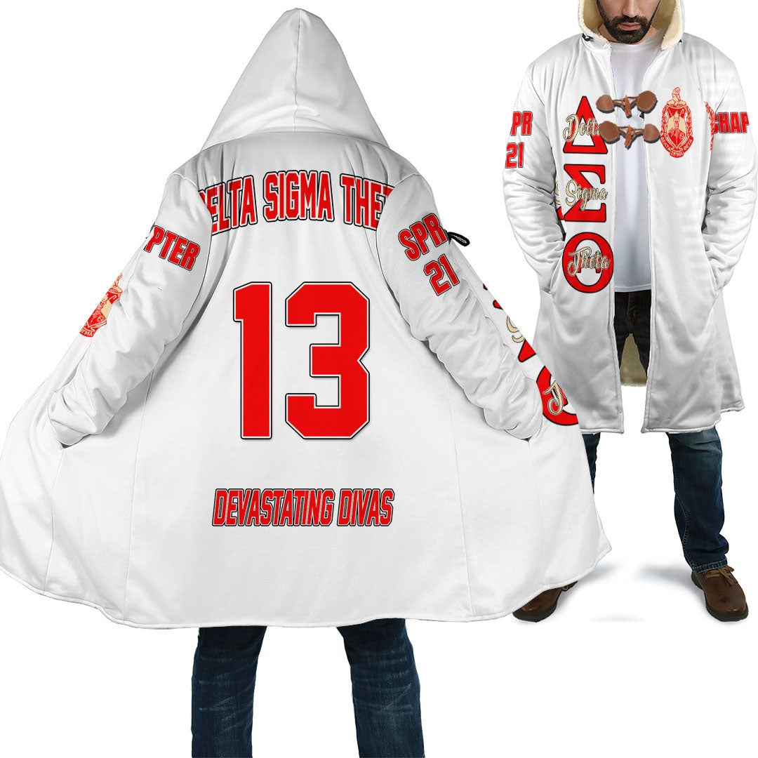 Sorority Hooded Coat - Personalized Delta Sigma Theta White Hooded Coat