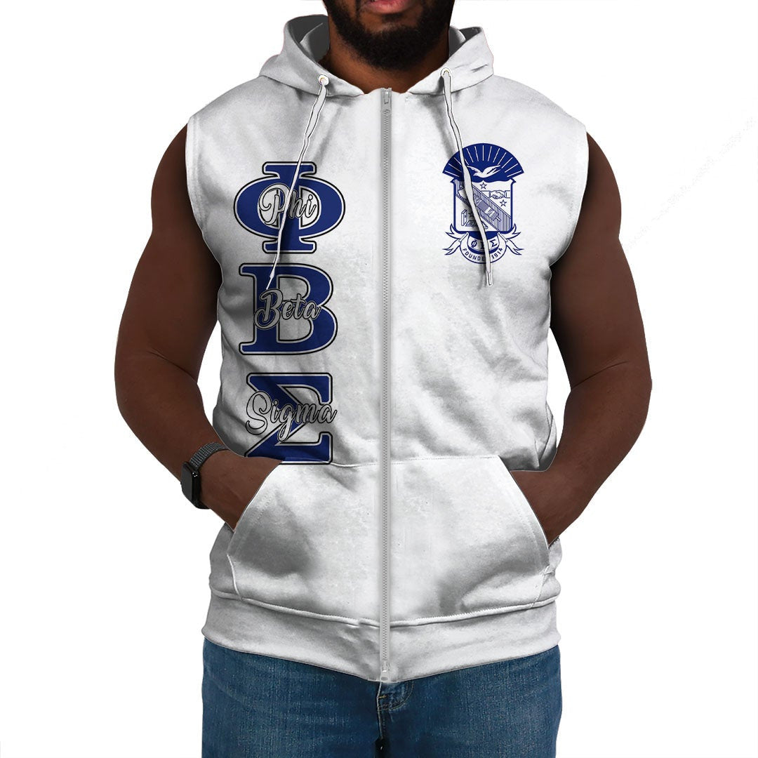 Fraternity Hoodie - Personalized Phi Beta Sigma White Sleeveless Hoodie