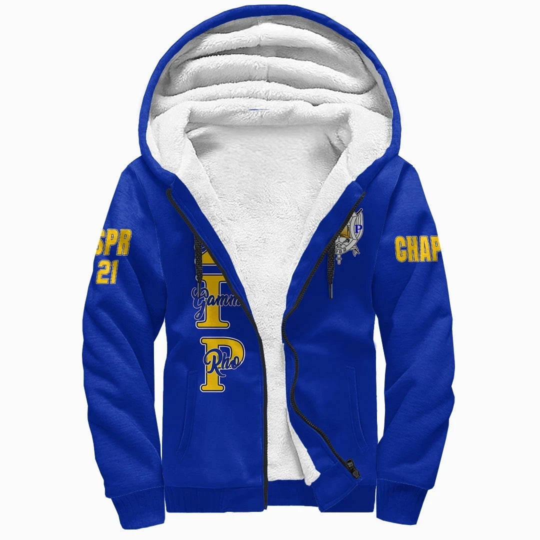 Sorority Hoodie - Personalized Sigma Gamma Rho Blue Sherpa Hoodie