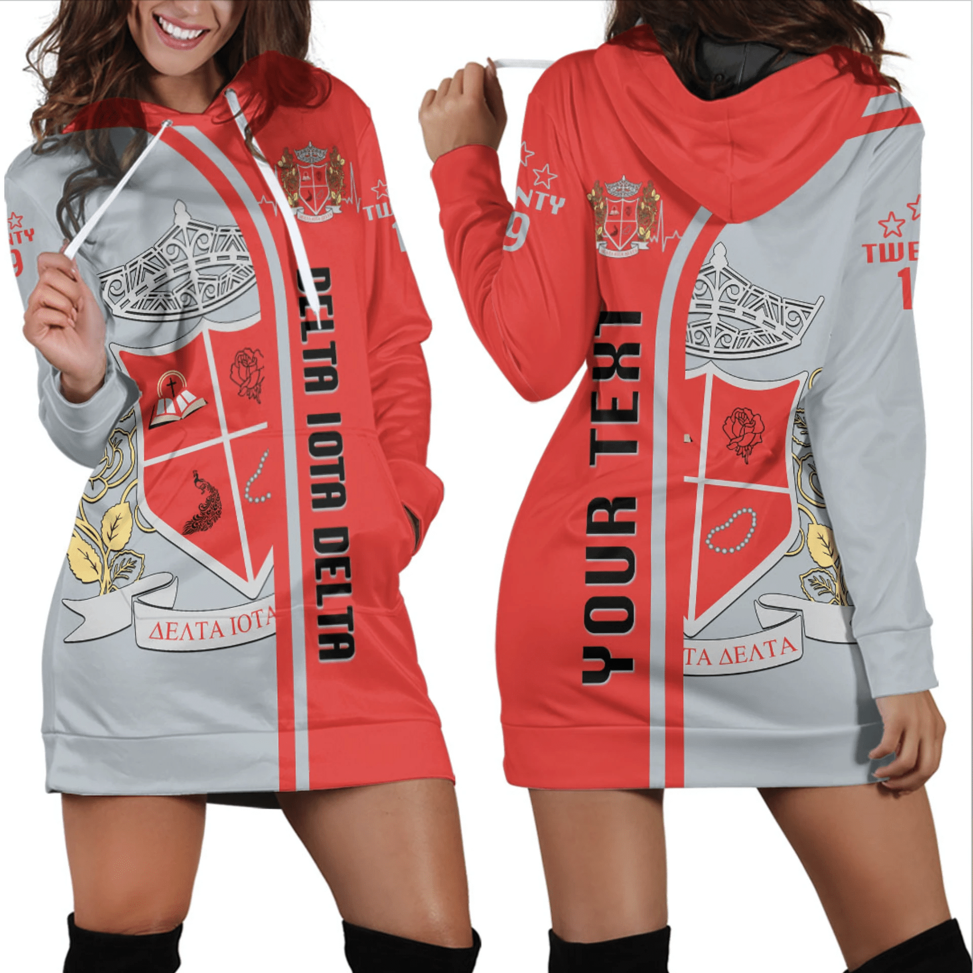 Sorority Dress - Personalized Delta Iota Delta In My Heart Hoodie Dress
