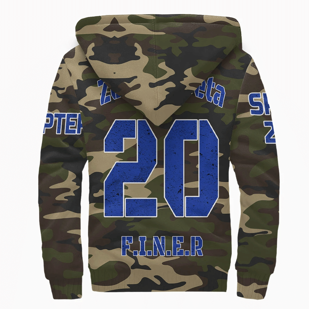 Sorority Hoodie - Personalized Zeta Phi Beta Camouflage Sherpa Hoodie