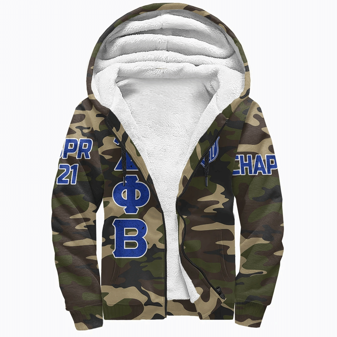Sorority Hoodie - Personalized Zeta Phi Beta Camouflage Sherpa Hoodie