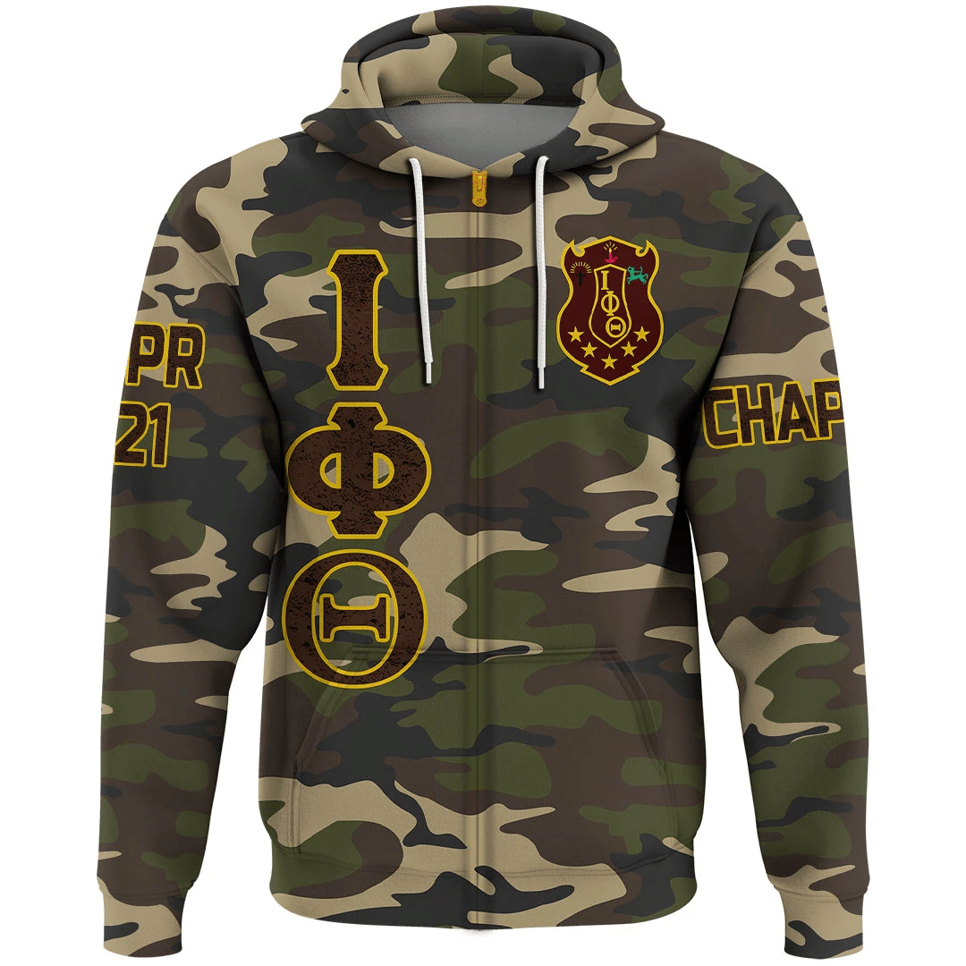 Fraternity Hoodie - Personalized Iota Phi Theta Camouflage Zip Hoodie
